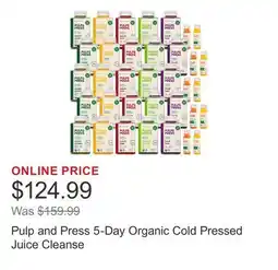 Costco Pulp and Press 5-Day Organic Cold Pressed Juice Cleanse offer