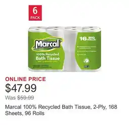 Costco Marcal 100% Recycled Bath Tissue, 2-Ply, 168 Sheets, 96 Rolls offer