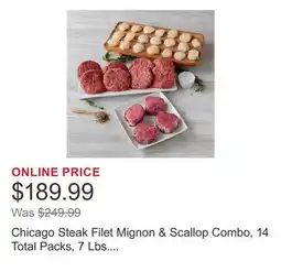 Costco Chicago Steak Filet Mignon & Scallop Combo, 14 Total Packs, 7 Lbs. Total offer