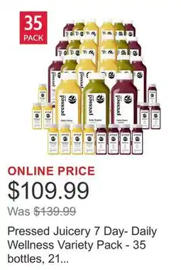 Costco Pressed Juicery 7 Day- Daily Wellness Variety Pack - 35 bottles, 21 Juices & 14 Shots offer