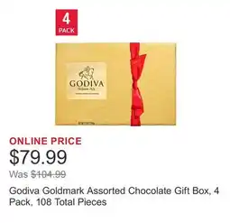 Costco Godiva Goldmark Assorted Chocolate Gift Box, 4 Pack, 108 Total Pieces offer