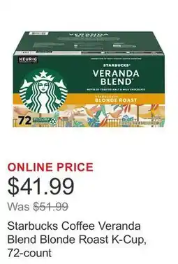 Costco Starbucks Coffee Veranda Blend Blonde Roast K-Cup, 72-count offer