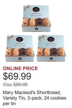 Costco Mary Macleod's Shortbread, Variety Tin, 3-pack, 24 cookies per tin offer