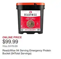 Costco ReadyWise 94 Serving Emergency Protein Bucket (94Total Servings) offer