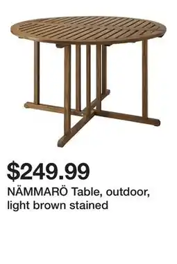 Ikea NÄMMARÖ Table, outdoor, light brown stained offer