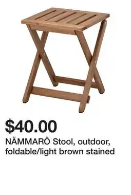 Ikea NÄMMARÖ Stool, outdoor, foldable/light brown stained offer