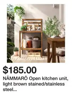Ikea NÄMMARÖ Open kitchen unit, light brown stained/stainless steel outdoor offer