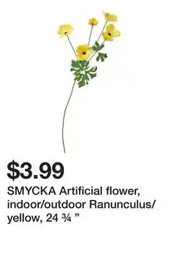 Ikea SMYCKA Artificial flower, indoor/outdoor Ranunculus/yellow, 24 ¾ offer