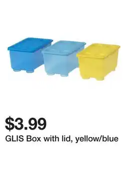 Ikea GLIS Box with lid, yellow/blue offer