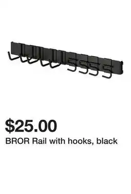 Ikea BROR Rail with hooks, black offer
