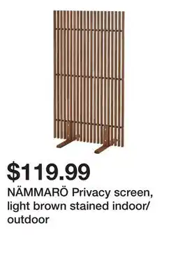 Ikea NÄMMARÖ Privacy screen, light brown stained indoor/outdoor offer