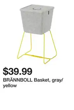 Ikea BRÄNNBOLL Basket, gray/yellow offer