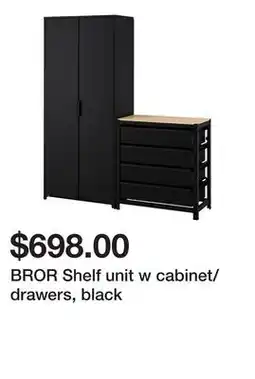 Ikea BROR Shelf unit w cabinet/drawers, black offer