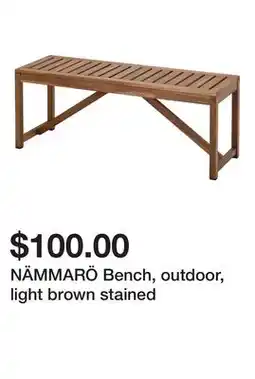 Ikea NÄMMARÖ Bench, outdoor, light brown stained offer