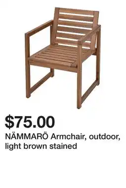 Ikea NÄMMARÖ Armchair, outdoor, light brown stained offer