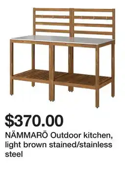 Ikea NÄMMARÖ Outdoor kitchen, light brown stained/stainless steel offer