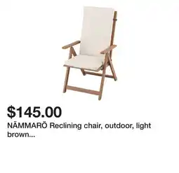 Ikea NÄMMARÖ Reclining chair, outdoor, light brown stained/Frösön/Duvholmen beige offer