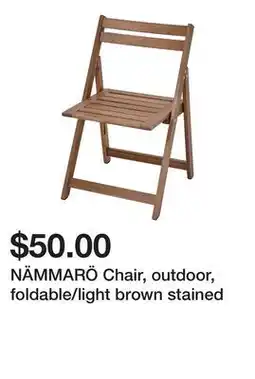 Ikea NÄMMARÖ Chair, outdoor, foldable/light brown stained offer