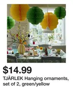Ikea TJÄRLEK Hanging ornaments, set of 2, green/yellow offer