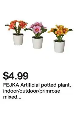 Ikea FEJKA Artificial potted plant, indoor/outdoor/primrose mixed colors, 2 ¼ offer