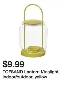 Ikea TOFSAND Lantern f/tealight, indoor/outdoor, yellow offer