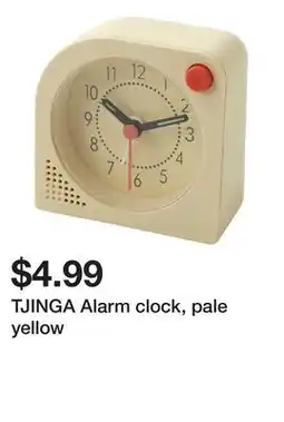 Ikea TJINGA Alarm clock, pale yellow offer