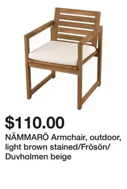Ikea NÄMMARÖ Armchair, outdoor, light brown stained/Frösön/Duvholmen beige offer