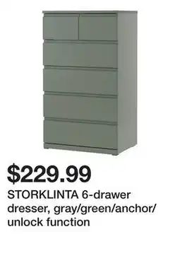 Ikea STORKLINTA 6-drawer dresser, gray/green/anchor/unlock function offer
