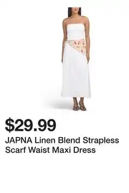 Marshalls JAPNA Linen Blend Strapless Scarf Waist Maxi Dress offer