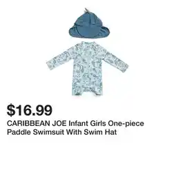 Marshalls CARIBBEAN JOE Infant Girls One-piece Paddle Swimsuit With Swim Hat offer