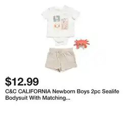 Marshalls C&C CALIFORNIA Newborn Boys 2pc Sealife Bodysuit With Matching Shorts Set And Rattle offer