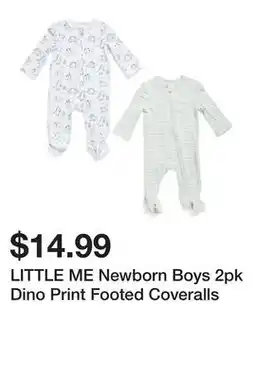 Marshalls LITTLE ME Newborn Boys 2pk Dino Print Footed Coveralls offer
