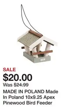 Marshalls MADE IN POLAND Made In Poland 10x9.25 Apex Pinewood Bird Feeder offer