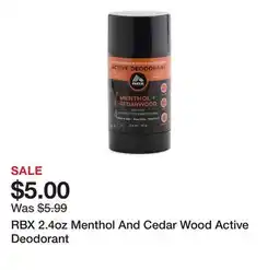 Marshalls RBX 2.4oz Menthol And Cedar Wood Active Deodorant offer
