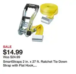 Tractor Supply Company SmartStraps 2 in. x 27 ft. Ratchet Tie Down Strap with Flat Hook, 3,333 lb., Yellow offer