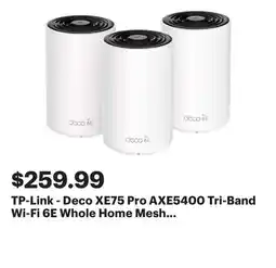 Best Buy TP-Link - Deco XE75 Pro AXE5400 Tri-Band Wi-Fi 6E Whole Home Mesh System (3-Pack) - White offer
