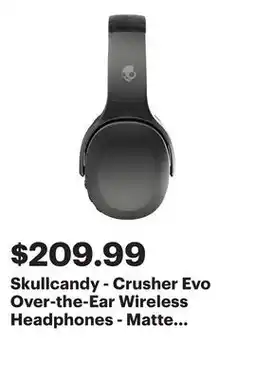 Best Buy Skullcandy - Crusher Evo Over-the-Ear Wireless Headphones - Matte Black offer
