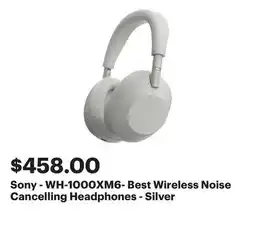 Best Buy Sony - WH-1000XM6- Best Wireless Noise Cancelling Headphones - Silver offer