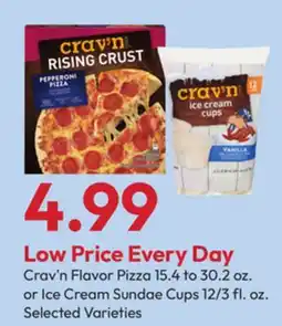 Stater Bros Crav'n Flavor Pizza 15.4 to 30.2 oz. or Ice Cream Sundae Cups 12/3 fl. oz offer