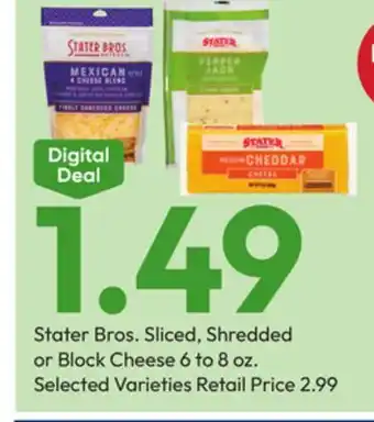 Stater Bros Stater Bros. Sliced, Shredded or Block Cheese offer