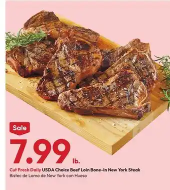 Stater Bros USDA Choice Beef Loin Bone-In New York Steak offer