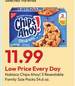 Stater Bros Nabisco Chips Ahoy! 3 Resealable Family Size Packs offer