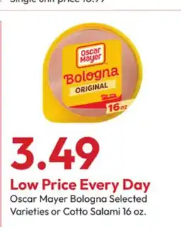 Stater Bros Oscar Mayer Bologna Selected Varieties or Cotto Salami 16 oz offer