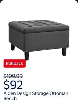Walmart Alden Design Modern Linen-like Storage Ottoman Bench with Button-Tufted for Entryway, Dark Gray offer