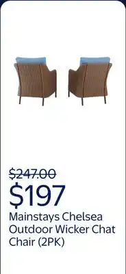 Walmart Mainstays Chelsea 2PK Outdoor Wicker Chat Chair offer