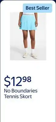Walmart No Boundaries Tennis Skort, Women's XXS-XXL offer