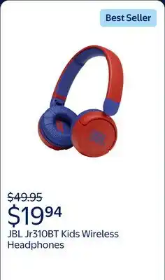 Walmart JBL Jr310BT - Kids Wireless on-ear headphones - On the way to the biggest stage. - Red offer