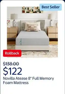 Walmart Novilla Atease 8 Full Size Medium Adult Memory Foam Mattress offer