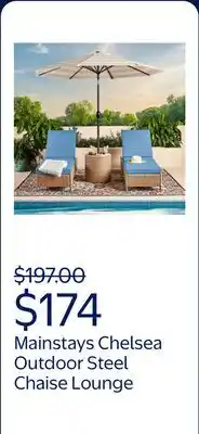 Walmart Mainstays Chelsea Outdoor Patio Steel Chaise Lounge offer
