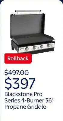 Walmart Blackstone Pro Series 4-Burner 36 Propane Omnivore Drop-in Outdoor Griddle with Hood offer